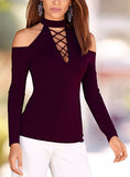 Women's Body Fitting Off Shoulder Long Sleeves Top - vmlfashion-com