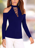 Women's Body Fitting Off Shoulder Long Sleeves Top - vmlfashion-com