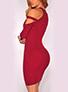 Women's Sexy Cold Shoulder Long Sleves Accent Strap Dress - vmlfashion-com