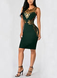 Women's Bodyfit Short Gold Lace Dress - vmlfashion-com