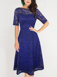 Women's Fit and Flare Lace Dress - vmlfashion-com