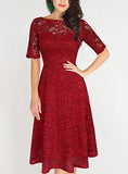 Women's Fit and Flare Lace Dress - vmlfashion-com