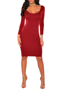 RED LONG SLEEVE SHORT DRESS - vmlfashion-com