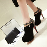 Women's Stiletto Bootie High Heels Shoes Ankle Straps - vmlfashion-com