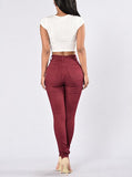 Women Red Damage Jeans - vmlfashion-com