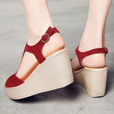 Women's Suede Wedge Sandals Heels - vmlfashion-com