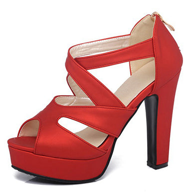 Women's Cutout Peep Toe Platform Heels Wide Heels Shoes - vmlfashion-com