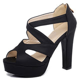 Women's Cutout Peep Toe Platform Heels Wide Heels Shoes - vmlfashion-com