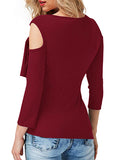 Women's Open Shoulder Side Wrap With Pleated  Top - vmlfashion-com