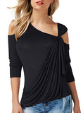 Women's Open Shoulder Side Wrap With Pleated  Top - vmlfashion-com