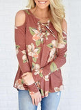 Women's Off Shoulder Flower Long Sleeves Top - vmlfashion-com