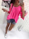 Women's Wide Round Neck Open Large Open Shoulder Top - vmlfashion-com