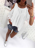 Women's Wide Round Neck Open Large Open Shoulder Top - vmlfashion-com