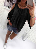 Women's Wide Round Neck Open Large Open Shoulder Top - vmlfashion-com