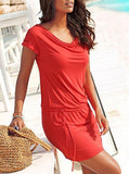 Women's Tee Shirt Mini Cord Tied dress - vmlfashion-com