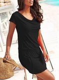 Women's Tee Shirt Mini Cord Tied dress - vmlfashion-com