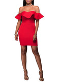 Women off shoulder Ruffle Top dress - vmlfashion-com