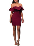 Women off shoulder Ruffle Top dress - vmlfashion-com