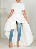 Women-Short-Sleeve-Ruffled-Front-Dress - vmlfashion-com