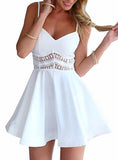 Women's Mini Peek a Boo Lace Trim Silver zipper Dress - vmlfashion-com