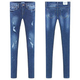 Womens Skinny Pants  Stitched Damage Bluev Jeans - vmlfashion-com