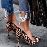 Women's Leopard Print Pumps with Stiletto Heels - vmlfashion-com