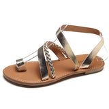 Women's Gold Chain Strappy Metallic Sandals - vmlfashion-com