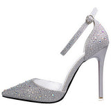 Women's encrusted Stilettos with Ankle Straps Pointed Toes - vmlfashion-com