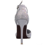 Women's encrusted Stilettos with Ankle Straps Pointed Toes - vmlfashion-com