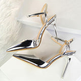 Women's Leather Stilettos Pointed Toes Double Straps - vmlfashion-com