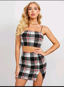 Womens 2 piece crop top and skirt set