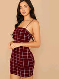 Women Striped Spaghetti Strap Bodycon Mini Dress