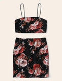 Women Flower Print Two Piece Set