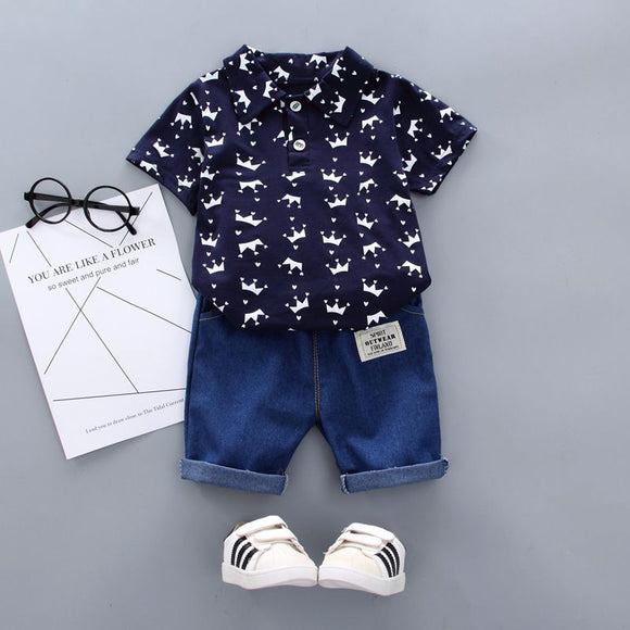 Baby Boy Clothes Floral Print Short Sleeve Shirt Blouse Shorts Casual Outfits Clothes - vmlfashion-com