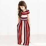 Kids Dresses For Girls Toddler Baby Girls Striped Long Dress Kids Party Beachwear Dresses Outfits Clothes  5.18 - vmlfashion-com