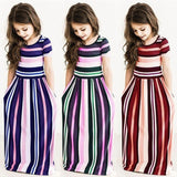 Kids Dresses For Girls Toddler Baby Girls Striped Long Dress Kids Party Beachwear Dresses Outfits Clothes  5.18 - vmlfashion-com