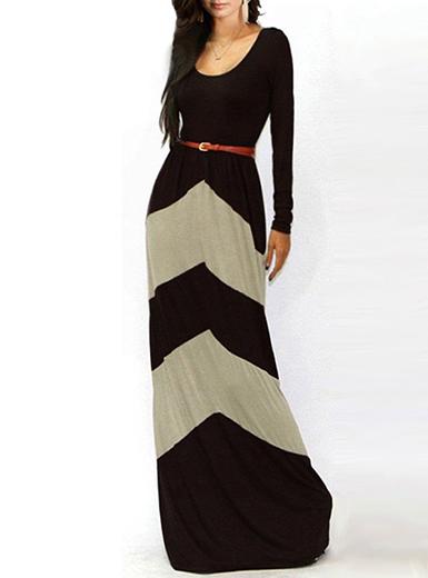 Women-Chevron-Print-Long-Sleeve-Color-Block-Dress- - vmlfashion-com