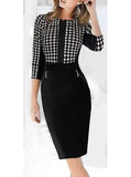 Women-Black-White-Knee-Length-Dress-Black-Skirts - vmlfashion-com