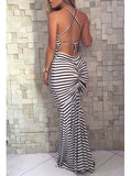 Women Maxi Striped Dress - vmlfashion-com