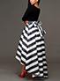 Women's High Low Dress Black Top White Black Striped Shirt Dress - vmlfashion-com