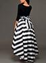 Women's High Low Dress Black Top White Black Striped Shirt Dress - vmlfashion-com