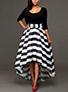 Women's High Low Dress Black Top White Black Striped Shirt Dress - vmlfashion-com