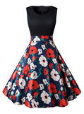 Women two tone flower dress - vmlfashion-com