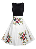 Women two tone flower dress - vmlfashion-com