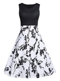 Women two tone flower dress - vmlfashion-com