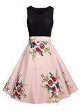 Women two tone flower dress - vmlfashion-com