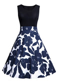 Women two tone flower dress - vmlfashion-com