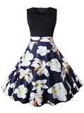 Women two tone flower dress - vmlfashion-com