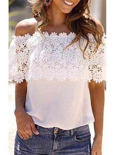 Women's Off Shoulder Top With Laced Triminings - vmlfashion-com