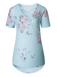 Women's Flower Print short Sleeve Top - vmlfashion-com